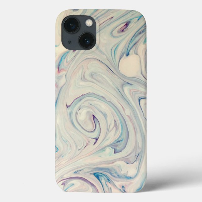 White Blue Pink Modern Abstract Fluid Marbling Art Case-Mate iPhone Case (Back)