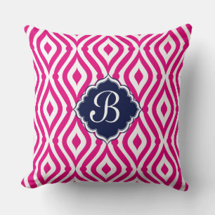 White Blue & Pink Teardrop Geometric Pattern Cushion