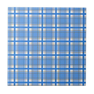 White Blue Plaid Horizontal Vertical Lines Squares Tile