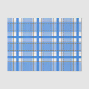 White Blue Plaid Horizontal Vertical Lines Squares Tissue Paper