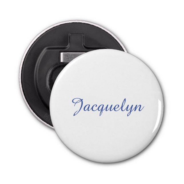 White Blue Plain Elegant Modern Calligraphy Name Bottle Opener (Front)