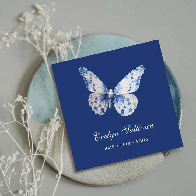 White blue porcelain butterfly logo business card (Creator Uploaded)