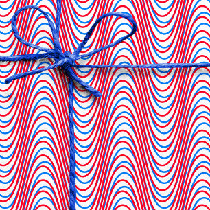 White Blue Red Moiré Stripes - Trippy Abstract Rad Wrapping Paper