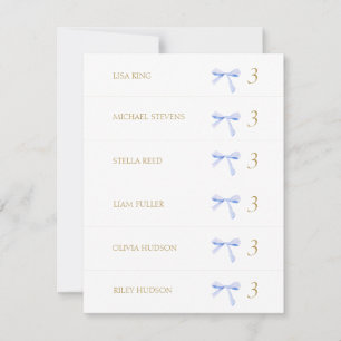 White Blue Ribbon Place Name Escort Card