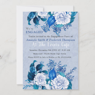 White / blue Rose Flowers design  Invitation