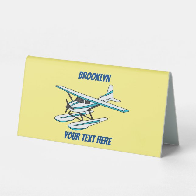 White blue seaplane illustration (Front)
