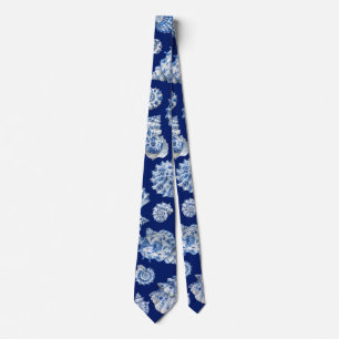 White blue seashells Neck Tie