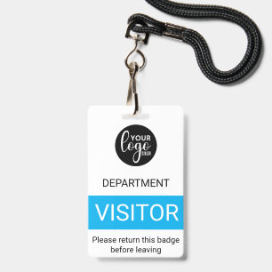 White Blue Simple Logo Visitor Colour Code Access ID Badge