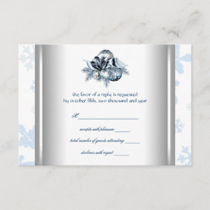 White Blue Snowflake Blue Winter Wedding RSVP
