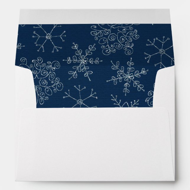 White Blue Snowflake Christmas Holiday Envelope (Back (Bottom))