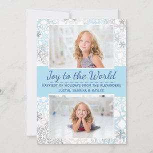 White/Blue Snowflakes 2 Photos - Christmas Card