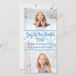White/Blue Snowflakes 2 Photos - Photo Card