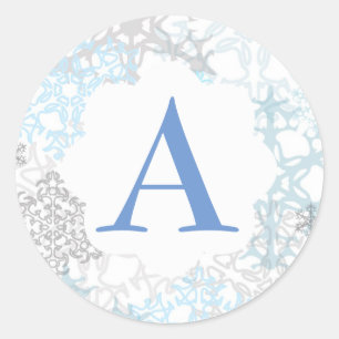 White/Blue Snowflakes - Circle Sticker