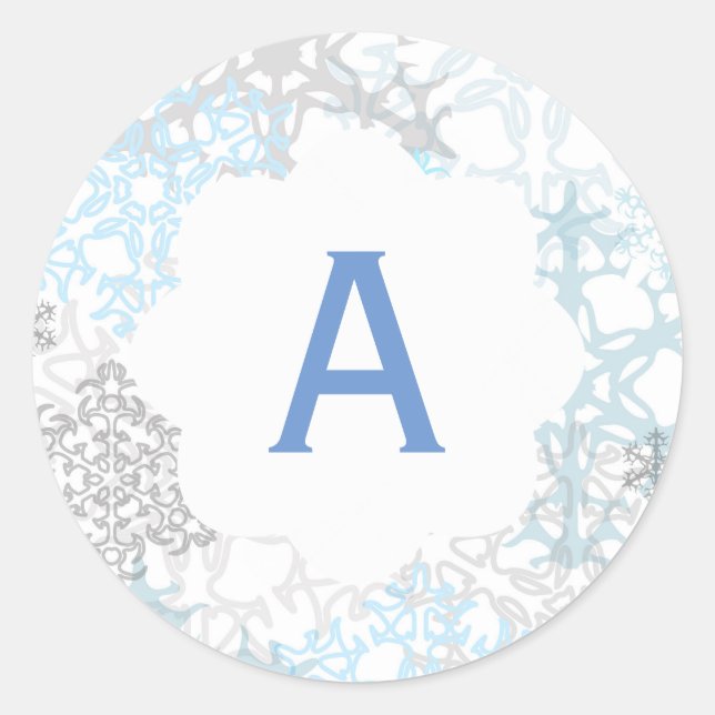 White/Blue Snowflakes - Circle Sticker (Front)