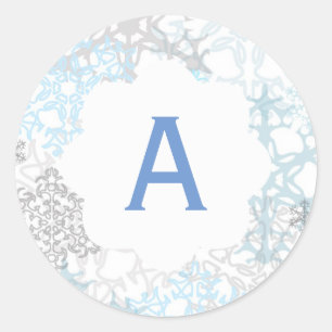 White/Blue Snowflakes - Circle Sticker