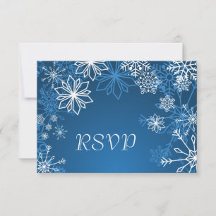 White blue snowflakes winter wedding RSVP Card