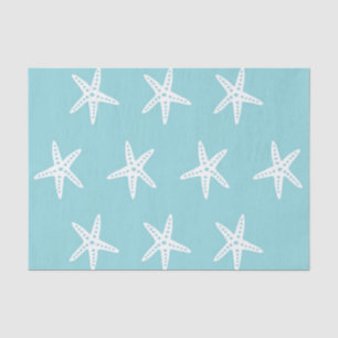 White Blue Starfish Decoupage Crafting Tissue Paper