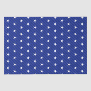 White Blue Stars and Grey Stripes Modern Pattern Tissue Paper