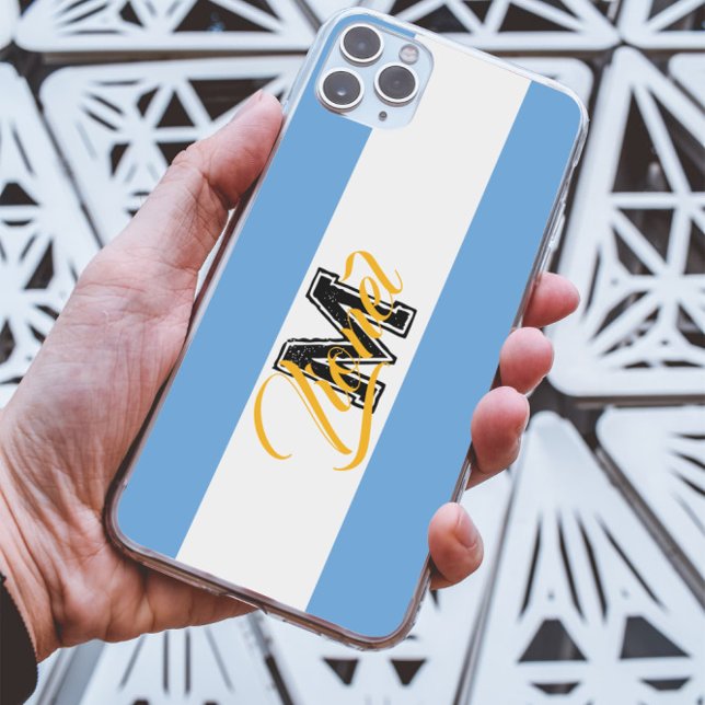 white & blue Stripe Colourful Custom name monogram Case-Mate iPhone Case (Creator Uploaded)