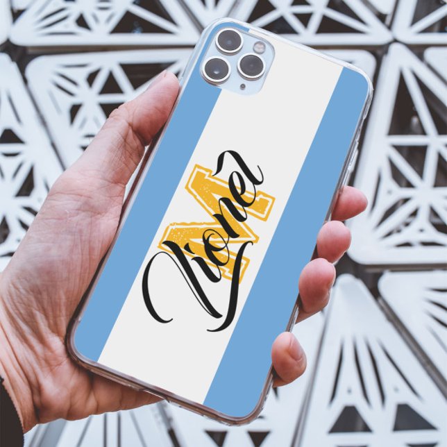 white & blue Stripe Colourful Custom name monogram Case-Mate iPhone Case (Creator Uploaded)