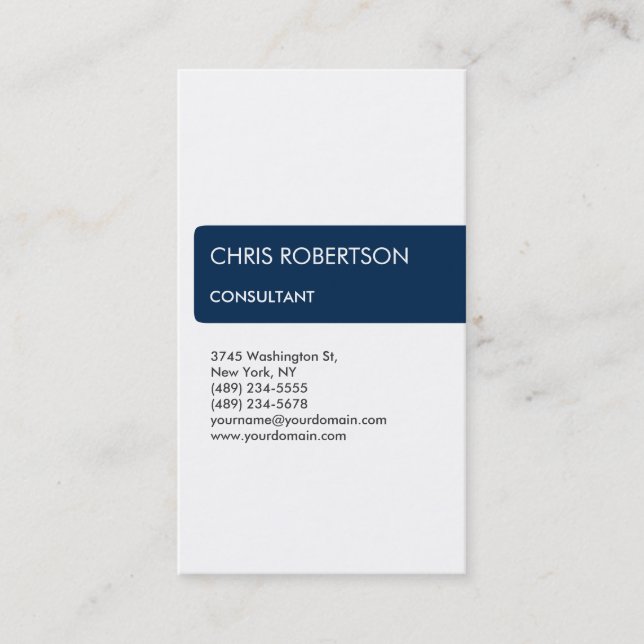 White Blue Striped Attractive Charm Business Card (Front)