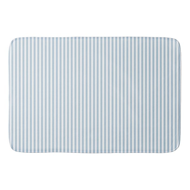 White Blue Stripes Bath Mat (Front)