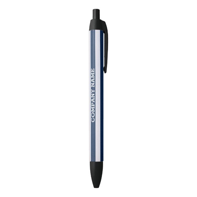 White & Blue Stripes Black Ink Pen (Bottom (Vertical))