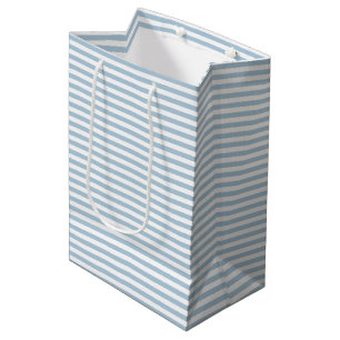 White Blue Stripes Medium Gift Bag