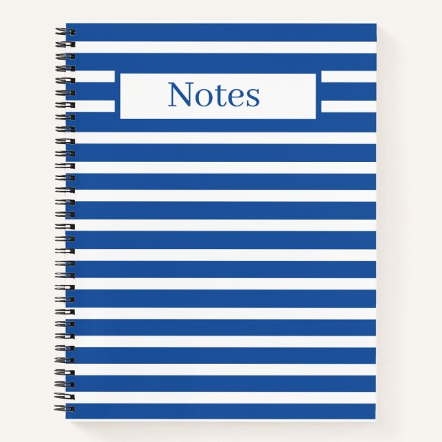 White Blue Stripes Personalised Notebook (Front)