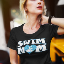 White & Blue Swim Mum with Heart Cute Women's