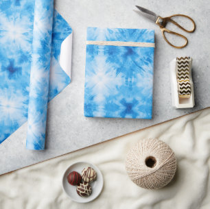 White Blue Tie Dye Wrapping Paper