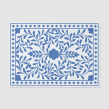 White Blue Traditional Bone Inlay Decoupage Paper