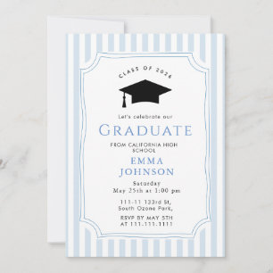 White Blue Vintage Elegant Graduation Party Invitation