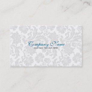 White & Blue Vintage Floral Damasks Business Card
