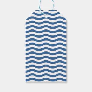 White Blue Wave Navy pattern Customise background Gift Tags
