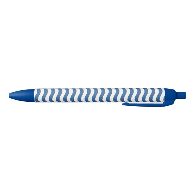 White Blue Wave Navy pattern Customise background Ink Pen (Bottom)
