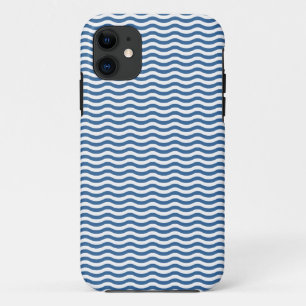 White Blue Wave Pattern - Customisable background iPhone 11 Case
