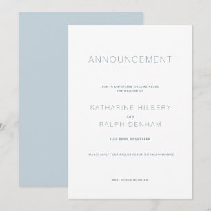 White & Blue Wedding Cancellation Announcement