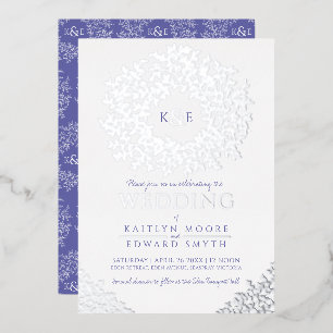 White blue wedding wreath leaves silver