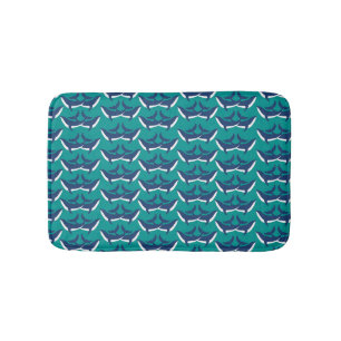 White Blue Whales Sea Animal Green Ocean Marine Bath Mat