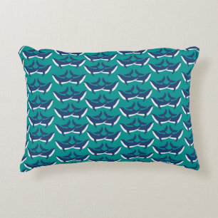 White Blue Whales Sea Animal Green Ocean Marine Decorative Cushion