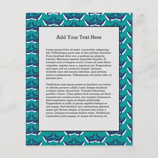 White Blue Whales Sea Animal Green Ocean Marine Flyer (Front)