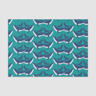 White Blue Whales Sea Animal Green Ocean Marine Tissue Paper