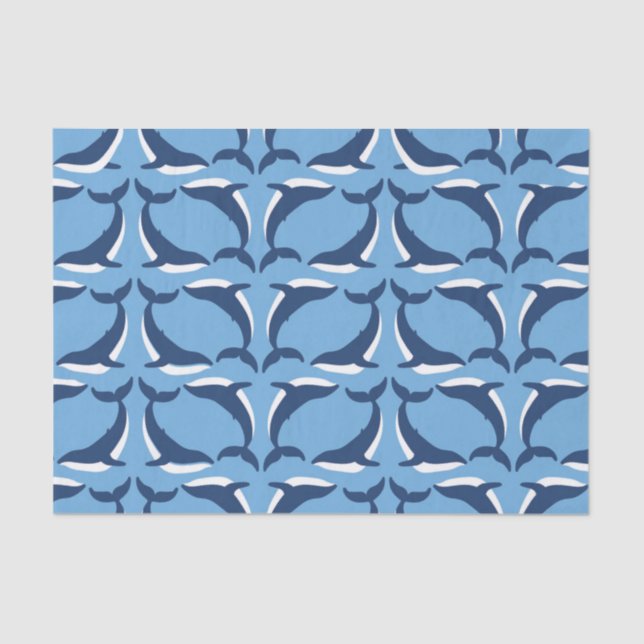 White Blue Whales Yin Yang Sea Animal Ocean Marine Tissue Paper (Front)