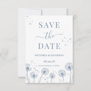 White Blue Wildflower Boho Wedding Save The Date