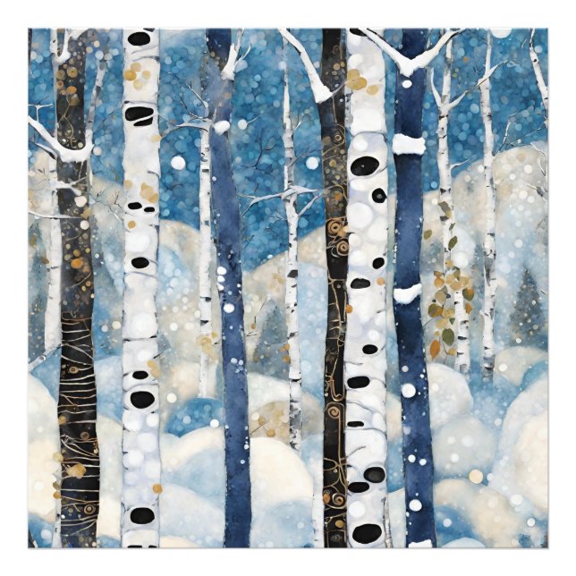 White Blue Winter Woods Photo Print (Front)