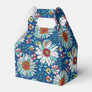 White Blue Yellow Orange Red Daisy Flowers Pattern Favour Box