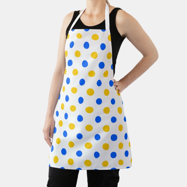 White Blue Yellow Polka Dots Design  Apron (Insitu)