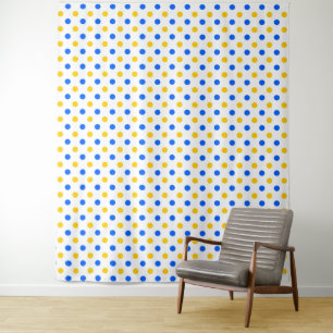 White Blue Yellow Polka Dots Design Tapestry