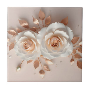 White Blush 3 D Flower Tile